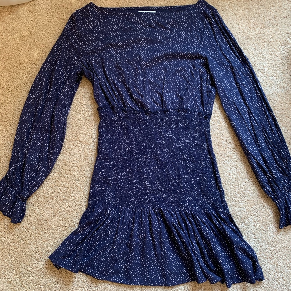 Rouched waist polka dot dress